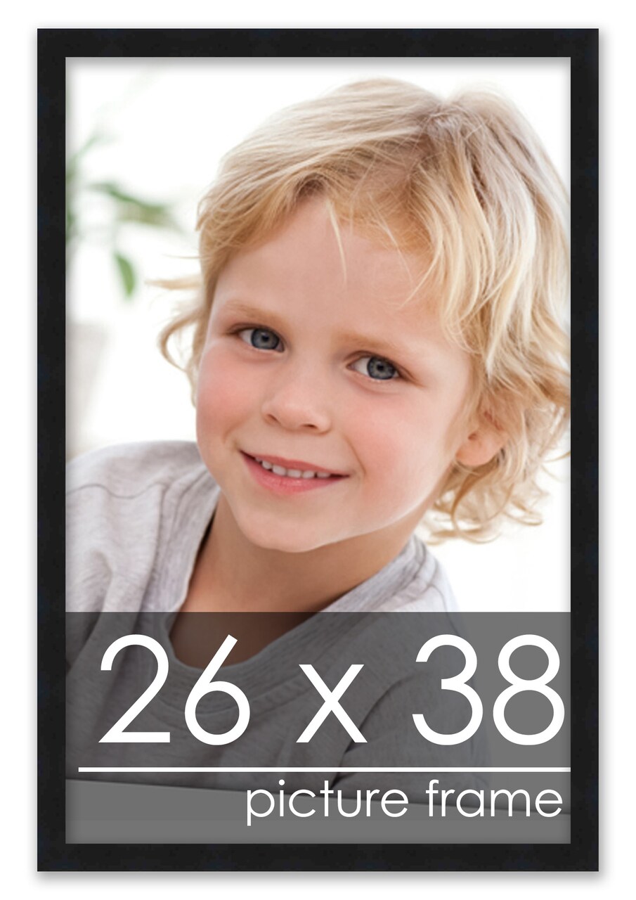 26x38 Modernist Black Picture Frame - UV Acrylic, Foam Board Backing, Hanging Hardware